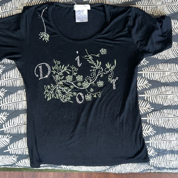 Dior Tops - Vintage Dior tee with embellishments and floral designs. Size 44/12 US.